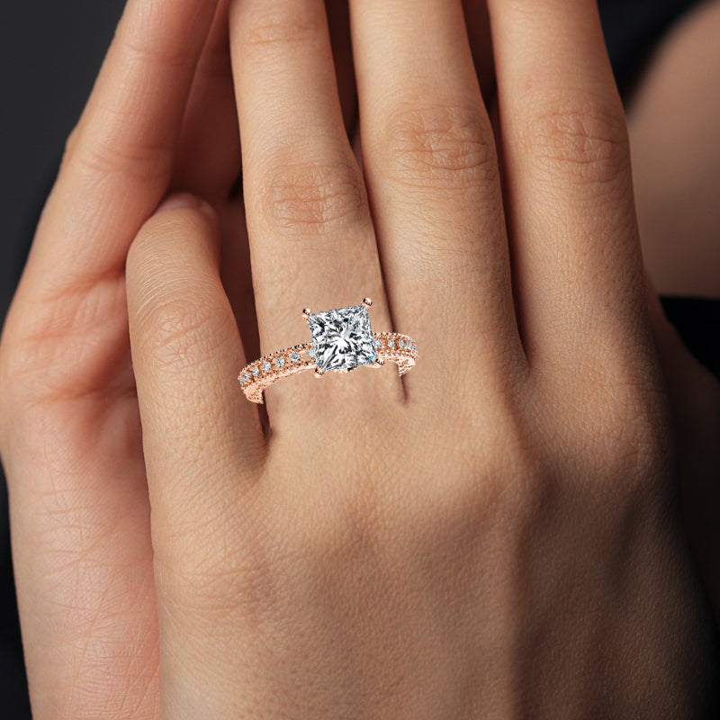 Carmel Princess Diamond Engagement Ring (Lab Grown Igi Cert) rosegold