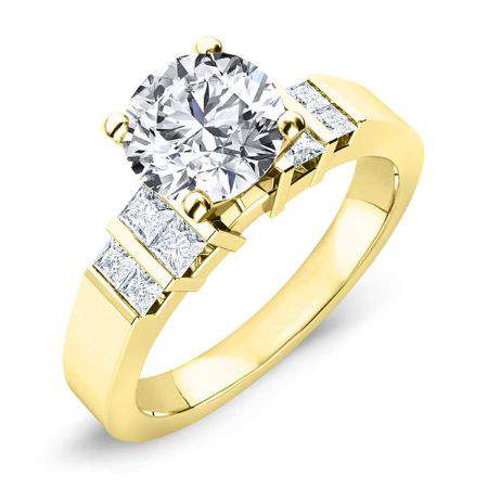 Carnation Round Moissanite Engagement Ring yellowgold