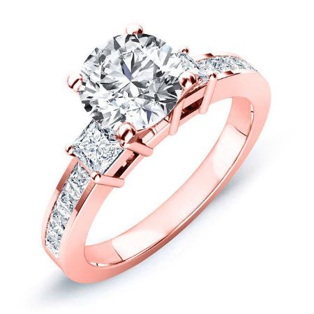 Yellow Bell Moissanite Matching Band Only (engagement Ring Not Included) For Ring With Round Center rosegold