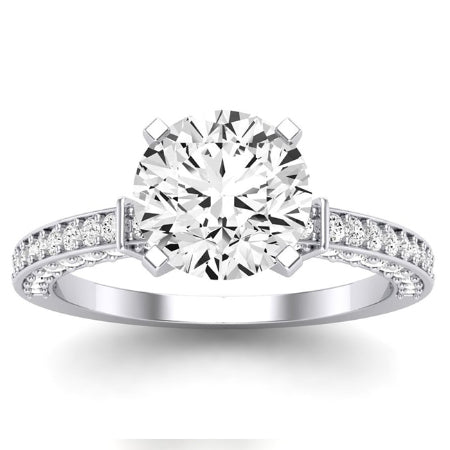 Daphne Moissanite Matching Band Only (does Not Include Engagement Ring) For Ring With Round Center whitegold
