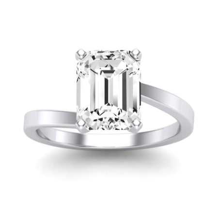 Zinnia Moissanite Matching Band Only ( Engagement Ring Not Included) For Ring With Emerald Center whitegold