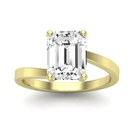 Zinnia Moissanite Matching Band Only ( Engagement Ring Not Included) For Ring With Emerald Center yellowgold