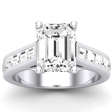 Yarrow Moissanite Matching Band Only (engagement Ring Not Included) For Ring With Emerald Center whitegold