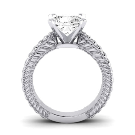 Azalea Moissanite Matching Band Only (does Not Include Engagement Ring) For Ring With Cushion Center whitegold