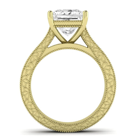 Edelweiss Moissanite Matching Band Only (does Not Include Engagement Ring) For Ring With Princess Center yellowgold
