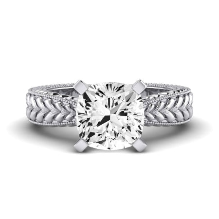 Azalea Moissanite Matching Band Only (does Not Include Engagement Ring) For Ring With Cushion Center whitegold