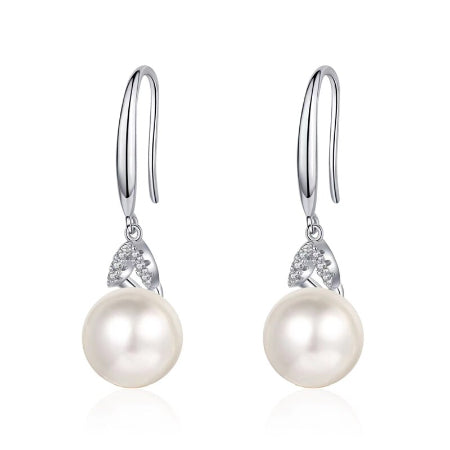 Gladys Moissanite & Pearl Earrings whitegold