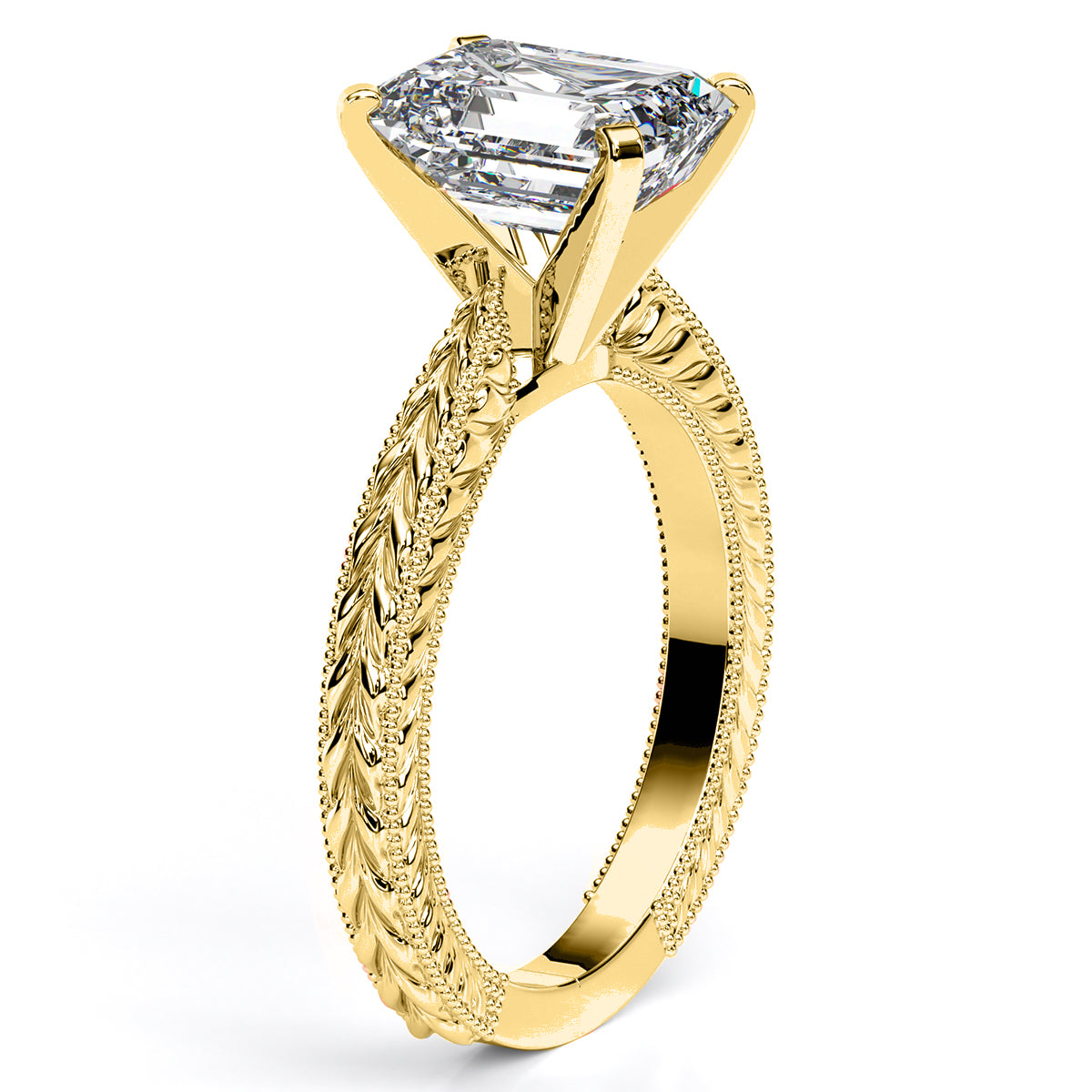 Azalea Emerald Moissanite Engagement Ring yellowgold