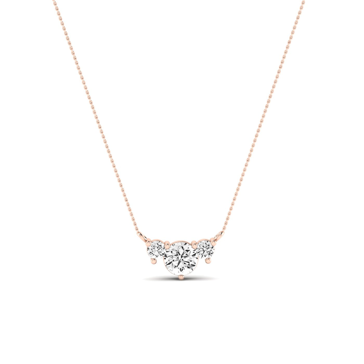 Spirea Round Cut Diamond Accented Necklace (Clarity Enhanced) rosegold