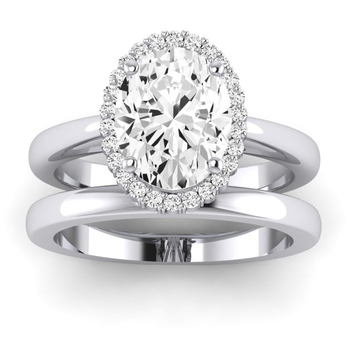 Calla Lily Moissanite Matching Band Only (does Not Include Engagement Ring) For Ring With Oval Center whitegold