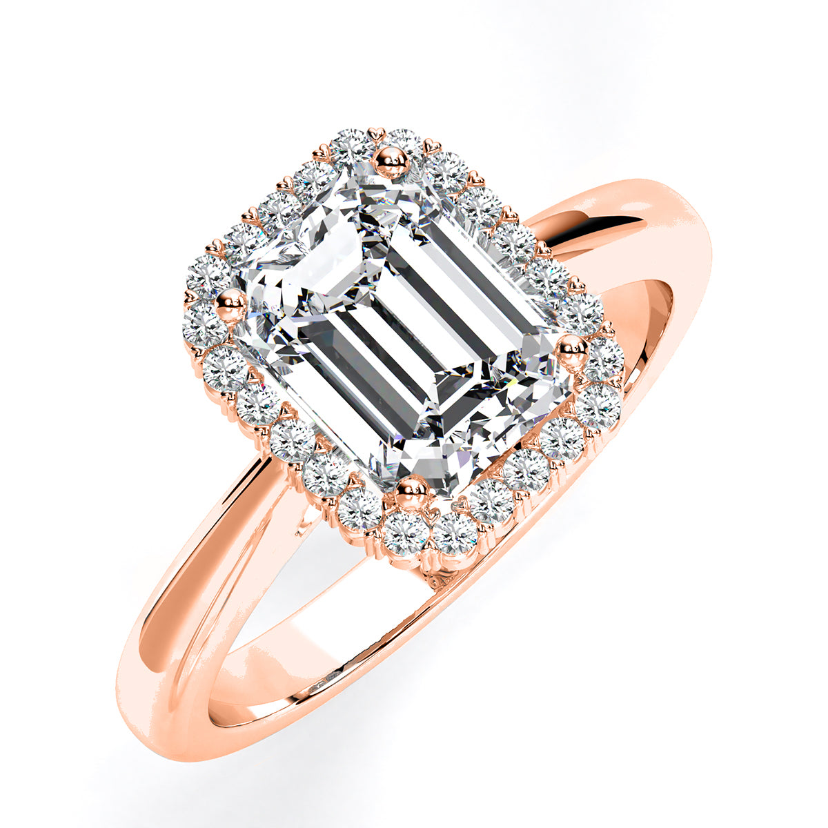 Callalily Emerald Moissanite Engagement Ring rosegold