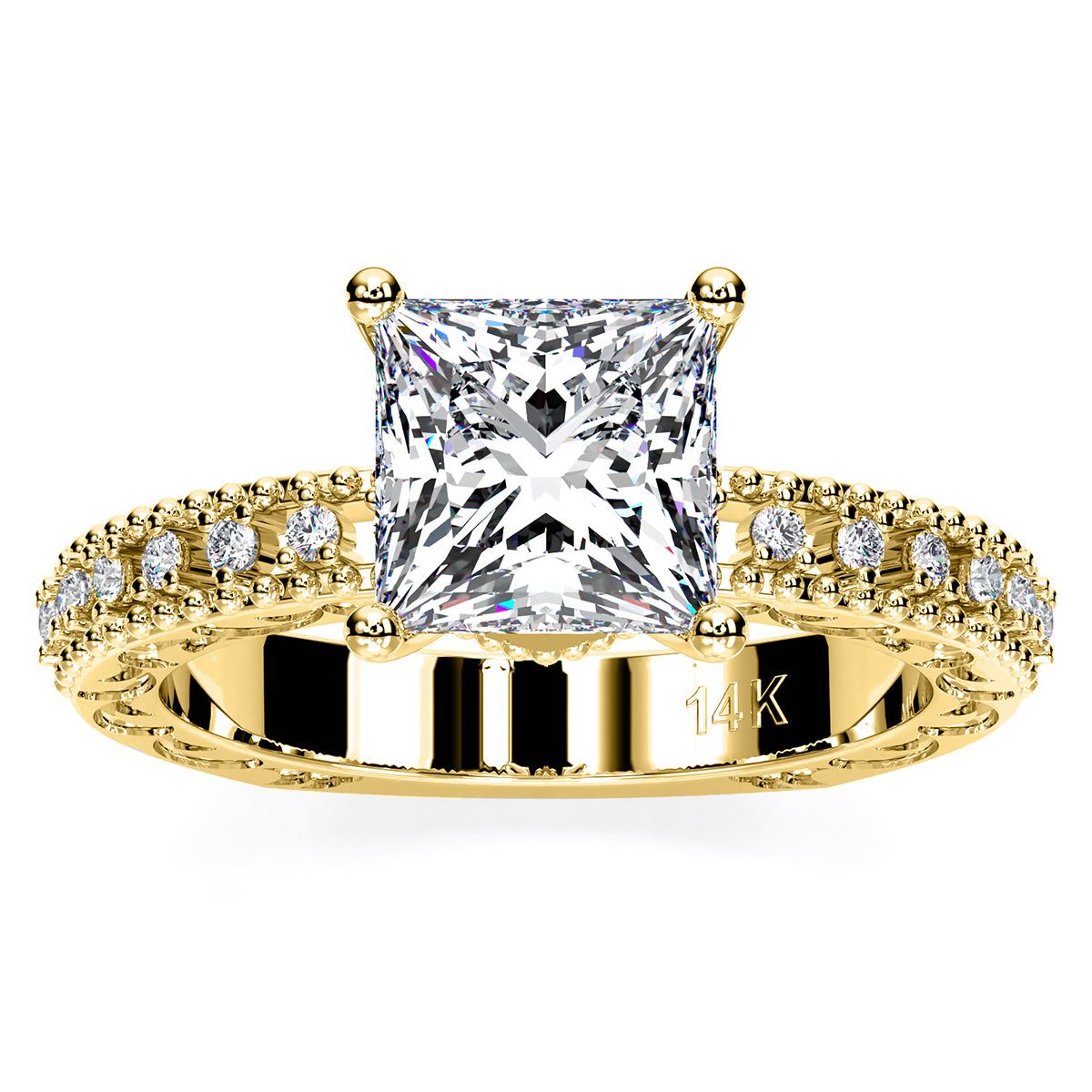 Carmel Princess Moissanite Engagement Ring yellowgold