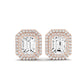 Cerise Emerald Cut Diamond Halo Stud Earrings (Clarity Enhanced) rosegold