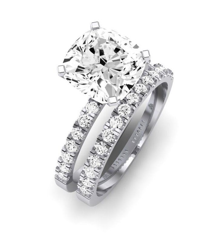 Dahlia Moissanite Matching Band Only (engagement Ring Not Included) For Ring With Cushion Center whitegold