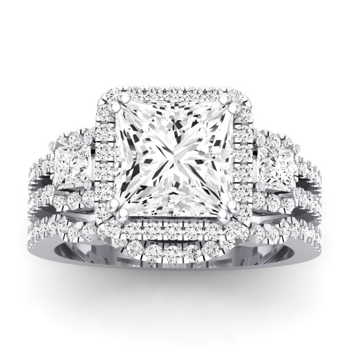 Erica Moissanite Matching Band Only (does Not Include Engagement Ring) For Ring With Princess Center whitegold