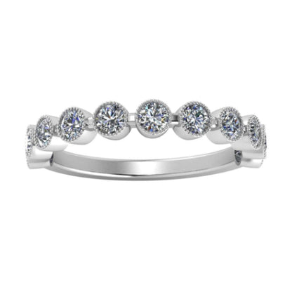 Briallen Round Millgrain Trendy Diamond Wedding Ring whitegold