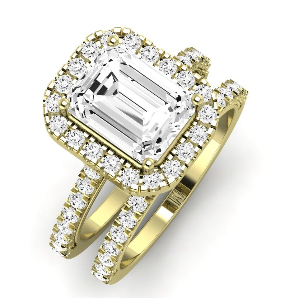 Florizel Diamond Matching Band Only (does Not Include Engagement Ring) For Ring With Emerald Center yellowgold