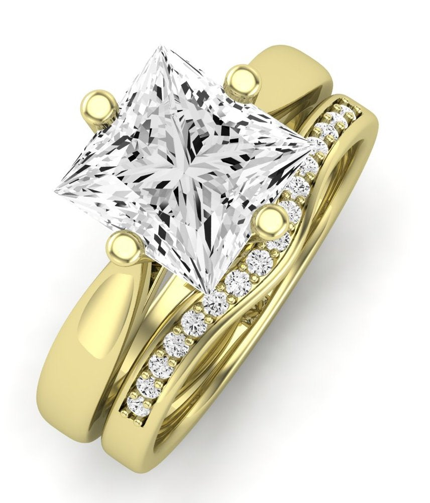 Gardenia Moissanite Matching Band Only (does Not Include Engagement Ring) For Ring With Princess Center yellowgold