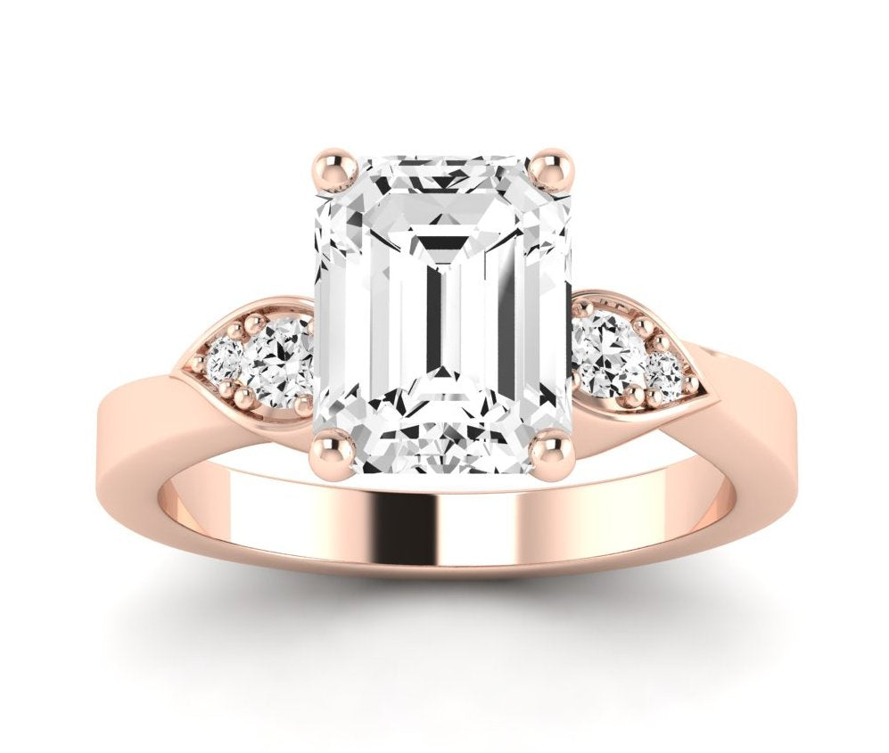 Hibiscus Emerald Moissanite Engagement Ring rosegold