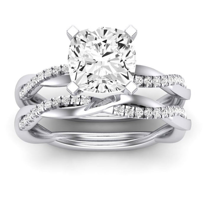 Iris Moissanite Matching Band Only (does Not Include Engagement Ring) For Ring With Cushion Center whitegold