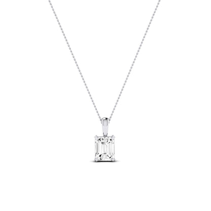 Orchid Emerald Cut Diamond Solitaire Necklace (Clarity Enhanced) whitegold