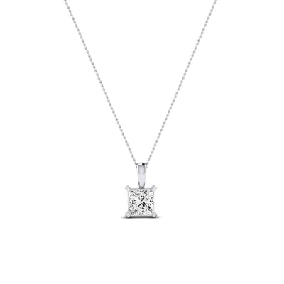 Orchid Princess Cut Diamond Solitaire Necklace (Clarity Enhanced) whitegold