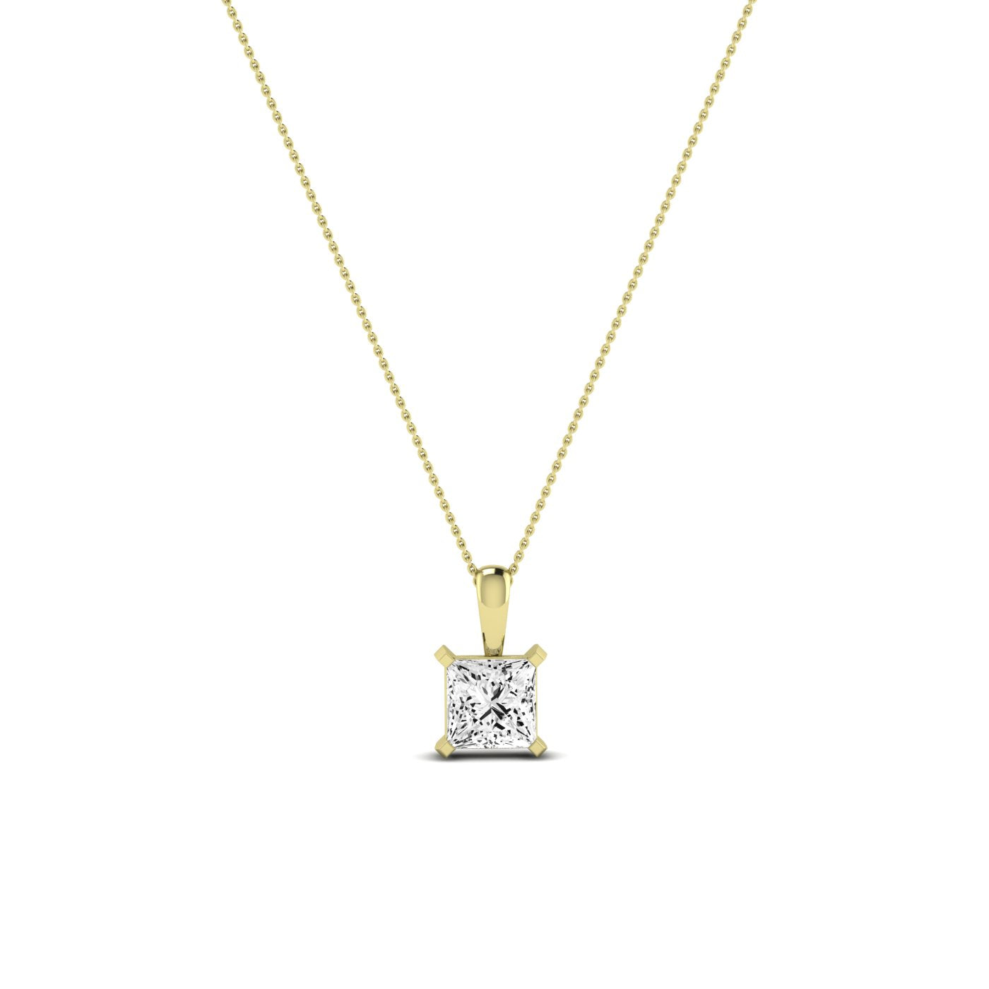 Orchid Princess Cut Diamond Solitaire Necklace (Clarity Enhanced) yellowgold