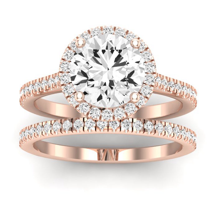 Mallow Moissanite Matching Band Only (does Not Include Engagement Ring)   For Ring With Round Center rosegold