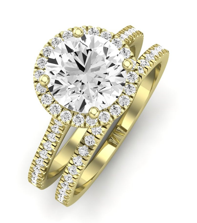 Mallow Moissanite Matching Band Only (does Not Include Engagement Ring)   For Ring With Round Center yellowgold
