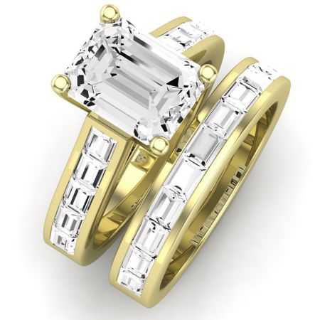 Yarrow Moissanite Matching Band Only (engagement Ring Not Included) For Ring With Emerald Center yellowgold