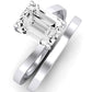 Zinnia Moissanite Matching Band Only ( Engagement Ring Not Included) For Ring With Emerald Center whitegold
