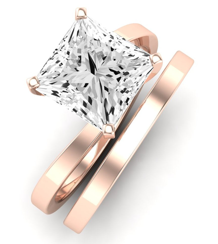 Zinnia Moissanite Matching Band Only ( Engagement Ring Not Included) For Ring With Princess Center rosegold
