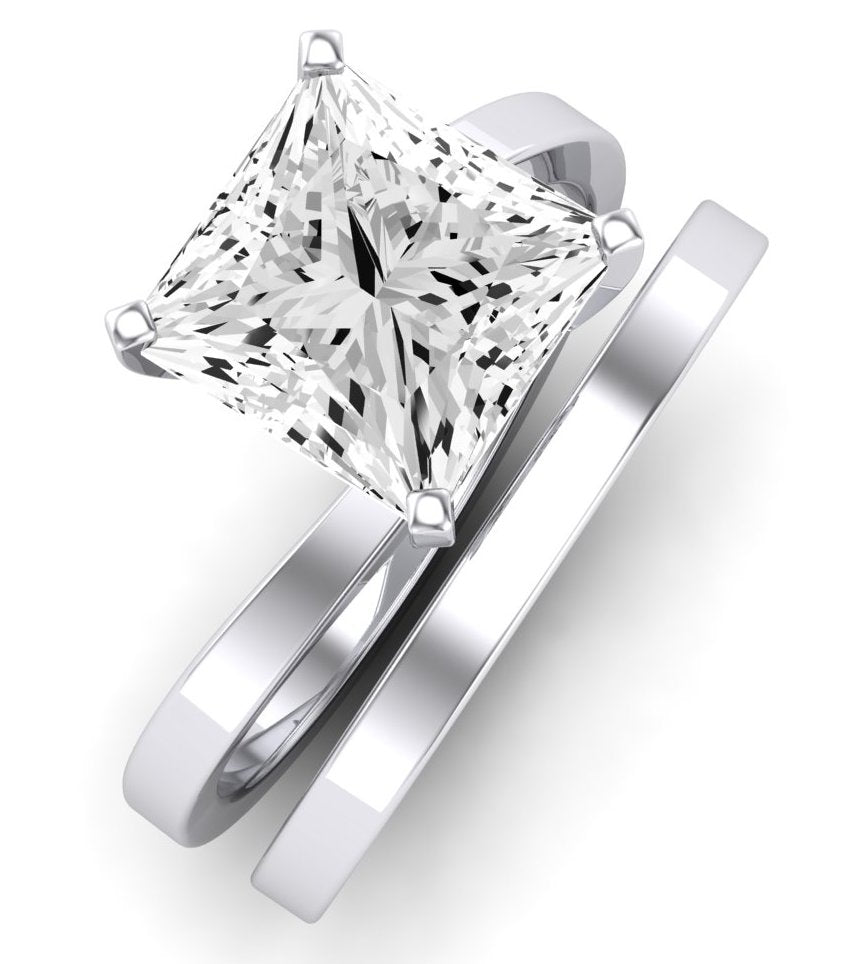 Zinnia Moissanite Matching Band Only ( Engagement Ring Not Included) For Ring With Princess Center whitegold
