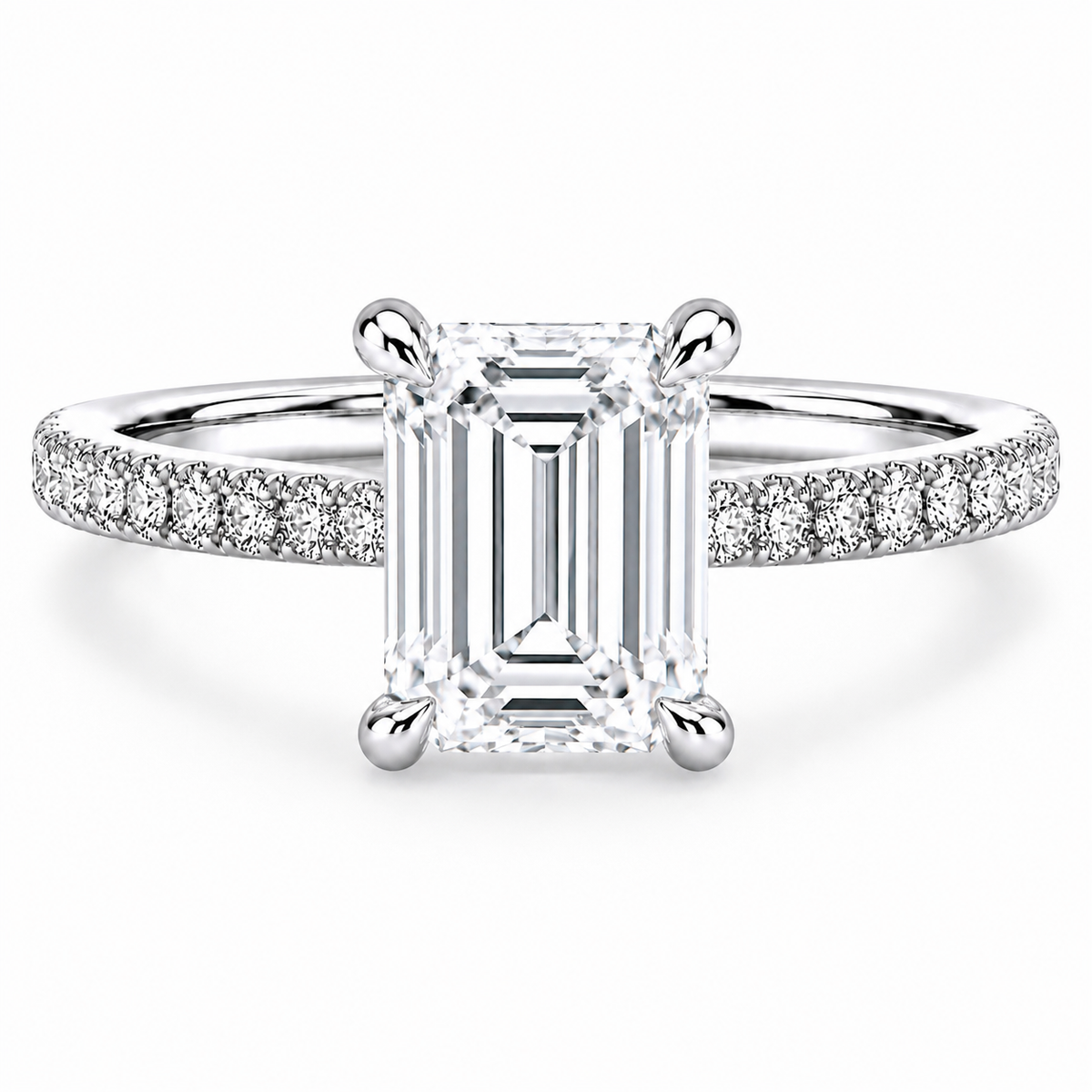 Hidden Halo Engagement Ring - Natural Emerald