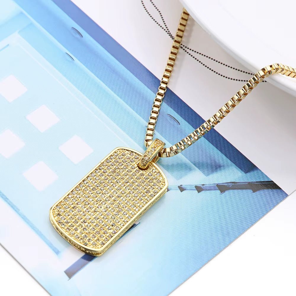 0.60ct TCW Iced Out Dog Tag Diamond Charm Men's Pendant (Pendant Only. Chain Not Included)