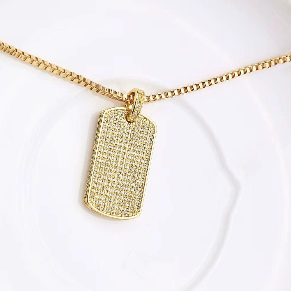 0.60ct TCW Iced Out Dog Tag Moissanite Charm Men's Pendant (Pendant Only. Chain Not Included)