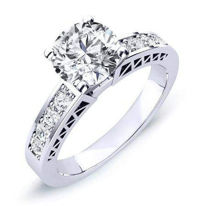 Lotus Round Diamond Engagement Ring (Lab Grown Igi Cert) whitegold