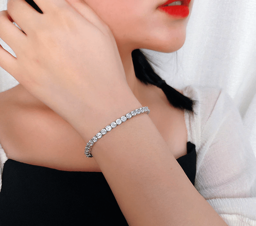 10ct Total Weight Round Moissanite Tennis Bracelet DEF VVS2 - BeverlyDiamonds