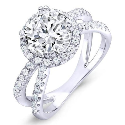 Waterlily Round Diamond Engagement Ring (Lab Grown Igi Cert) whitegold