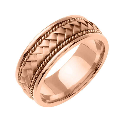 8.5mm Braided Center with Rope Accent Handmade Men's Wedding Band