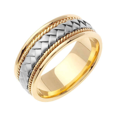 8.5mm Braided Center with Rope Accent Two Tone Handmade Men's Wedding Band