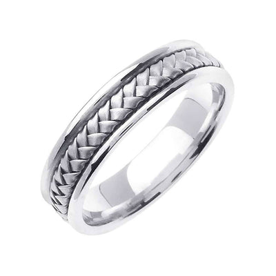 5.5mm Braided Center with Polished Edges Handmade Men's Wedding Band