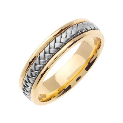 5.5mm Two Tone Braided Center with Polished Edges Handmade Men's Wedding Band