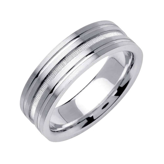 6.5mm Modern Polished With Center Milgrain Fancy Men's Wedding Band