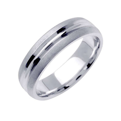 6.5mm Brushed Finish Edges Polished Center Fancy Men's Wedding Band