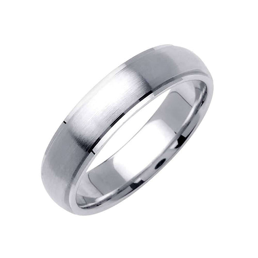 6.5mm Brushed Finish Semi Dome Center Polished Edges Fancy Men's Wedding Band