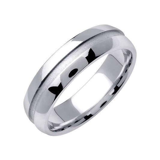 6.5mm Polished Edges Carved Out Center Fancy Men's Wedding Band