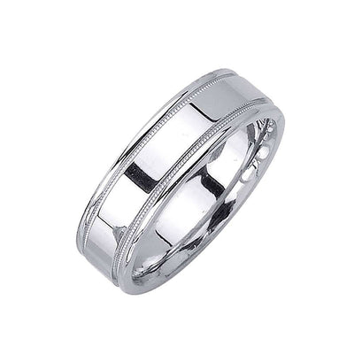 6.5mm Double Milgrain Polished Finish Fancy Men's Wedding Band