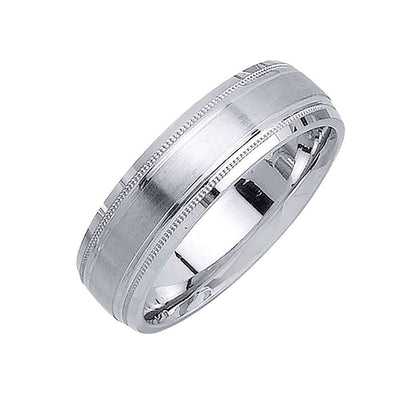 6.5mm Double Row Milgrain with Brushed Finished Center Fancy Men's Wedding Band