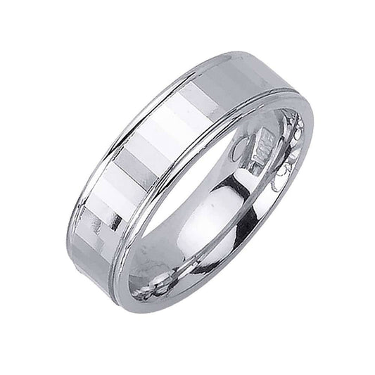 6.5mm Rectangular Pattern Polished Fancy Men's Wedding Band